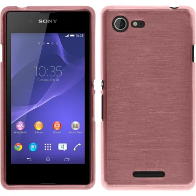 Produktbild von PhoneNatic Case kompatibel mit Sony Xperia E3 - rosa Silikon Hülle brushed + 2 Schutzfolien