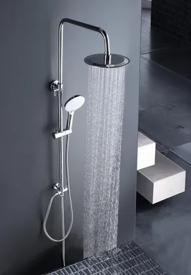 Immagine prodotto di Doccia a pioggia, sistema doccia in acciaio inox 304, set doccia senza rubinetto, con doccetta multifunzione, soffione rotondo diametro 20 cm
