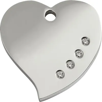 Produktbild von Herz Swarovski Hundemarke klein/klein 1,4 cm x 2,1 cm RedDingo - Reddingo