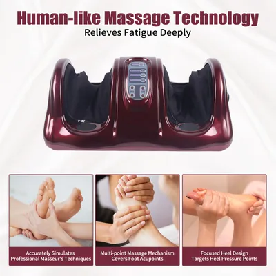 Image de Appareil de massage des pieds Shiatsu électrique, rouge, avec fonction de chaleur et de rouleaux
