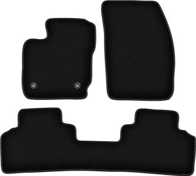 Image de Tapis de sol velours sur-mesure pour Ford Tourneo Courier (2014-, kombivan) noir, jeu 3 pièces, fixations