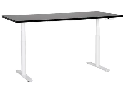 Produktbild von BELIANI Schreibtisch Schwarz/Weiß Melamin 180x80cm Elektrisch Höhenverstellbar Rechteckig mit USB Rundes Metallgestell Modern Büro Steh-Sitz-Tisch