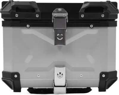 Produktbild von Motorrad -Top -Hülle Aluminiumlegierung 45L wasserdichtes hinteres Gepäckbox mit Schnellfreisetzer unter Bodenplatte und Rückenkissen Silber