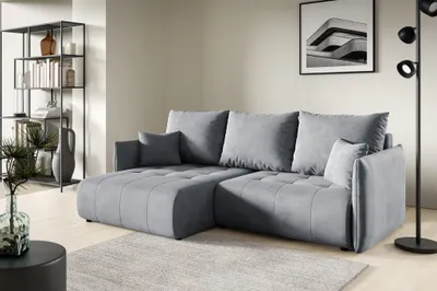 Produktbild von Ecksofa Schlafsofa CANIO Stoff Monolith Grau Ottomane Links