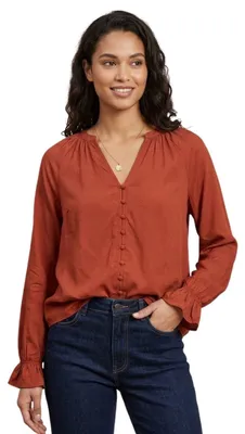 Produktbild von Vila Vilmea Damen V-Ausschnitt gerade braune Bluse mit Muster S