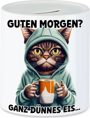Produktbild von Guten morgen? Ganz dünnes Eis Spardose Langschläfer Morgenmuffel Witzig Kaffee