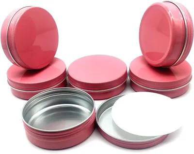 Imagen del producto de Latas de aluminio de 100 ml, paquete de 6 unidades, color rosa, con tapa roscada, para cosméticos y proyectos de manualidades