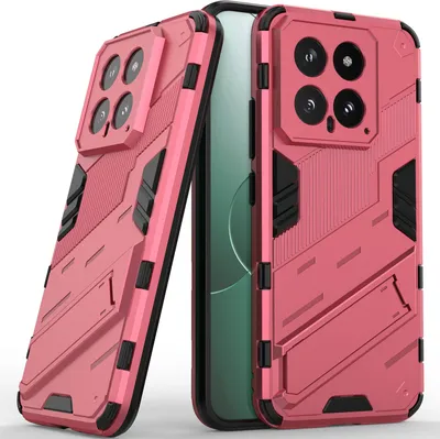 Produktbild von Armor Hülle für Xiaomi 14, Hybrid PC TPU Bumper Stoßfestes Schutzhülle mit Standfunktion Rosa