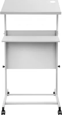 Productafbeelding van Lessenaar – Verstelbaar sta-bureau – Podiumstandaard – Sta-bureau met opbergruimte – 103–135 cm – Zilver – Geschikt voor presentaties, kerk en kantoor
