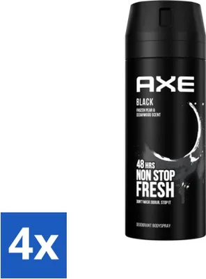 Obrázek produktu pro Axe deodorant tělový sprej černý 150 ml - hodnotné balení - 4 kusy