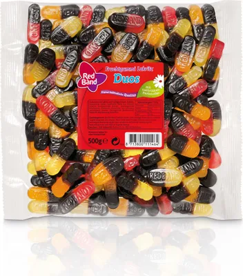 Produktbild von Red Band Fruchtgummi Lakritz Duos in 3 süssen leckeren Sorten 500g