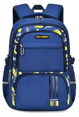 Immagine prodotto di Zaino per ragazzi e adolescenti, zaino da giorno, leggero, impermeabile, ergonomico, blu e giallo