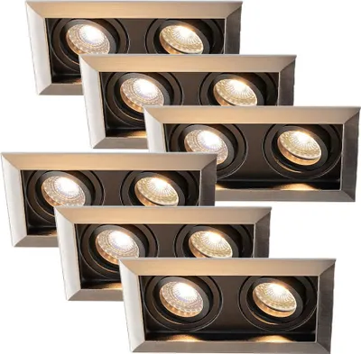 Image de HOFTRONIC - Spot LED encastrable double 8W 690lm 2700K Noir inclinable IP20