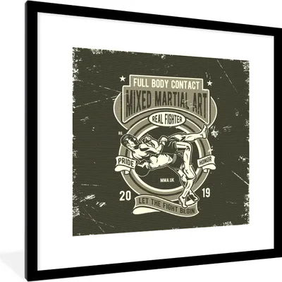 Produktbild von MuchoWow® MuchoWow® Gerahmtes Poster Mancave - Kampfsport - Sport - Vintage 40x40 cm - Poster mit zchwarzem Bilderrahmen - Poster - Plakat im Rahmen