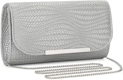 Image de Petit sac à bandoulière en cuirPolyuréthaneargenté avec motif chaîne