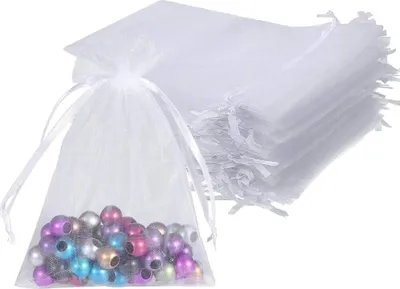 Produktbild von Organzasäckchen mit Kordelzug, 25 Stück 10 x 15 cm Geschenksäckchen, Säckchen zum Befüllen, Geeignet für Hochzeiten, Geburtstage und Andere Szenen