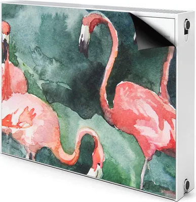 Produktbild von Magnet Radiator Magnet Mat Heizkörperverkleidung Heizkörper-Abdeckung Heizung 100x60 cm  - Gemalte, Flamingos