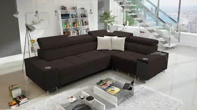 Produktbild von Ecksofa mit Schlaffunktion Sofa MOREN II Eckcouch L-Form Rechts Braun SAWANA 26 IM SOFA