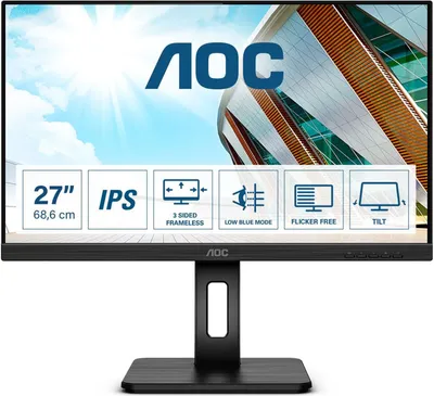 Obrázek produktu pro AOC P2 Q27P2Q, 68,6 cm (27"), 2560 x 1440 px, Quad HD, LED, 4 ms, Černá
