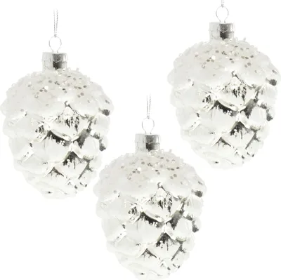 Produktbild von com-four® 3x Premium Christbaumschmuck - Kiefernzapfen aus Glas als Weihnachtsdeko - Weihnachtsbaumanhänger - plastikfreie Alternative