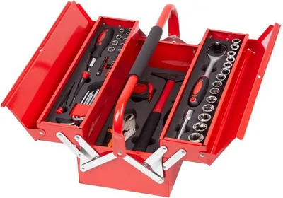 Image de Jeu d'outils Strend Pro S264, 64 pieces, en mallette métallique, 1/2"+1/4"