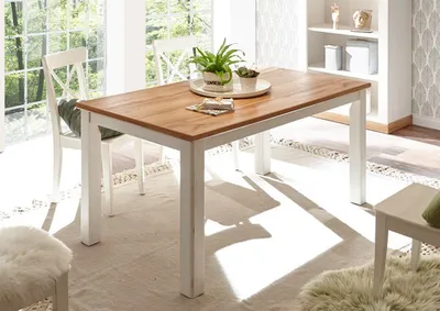 Immagine prodotto di Tavolo da pranzo country house 158x88cm pino bianco / tavolo da pranzo wotan oak