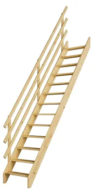 Produktbild von Raumspartreppe Burgau bis 289 cm Höhe volle Stufen 57 cm Fichte (roh) mit einseitigem Geländer
