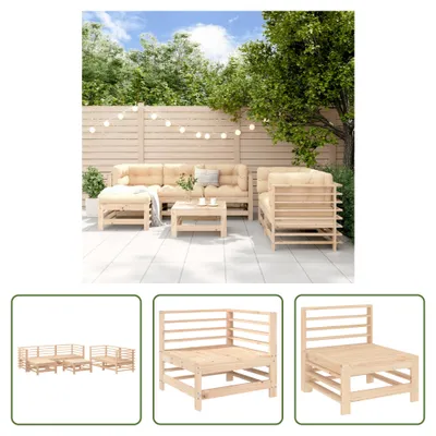 Produktbild von The Living Store 7-tlg. Garten-Lounge-Set Massivholz Kiefer