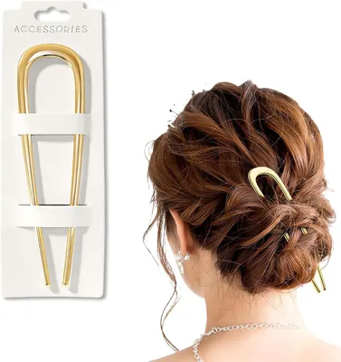 Imagen del producto de Pinza para el pelo en forma de U, de metal, 14 cm, ideal para cabello grueso