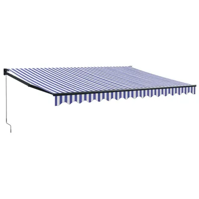 Produktbild von vidaXL Markise Einziehbar Blau und Weiß 4x3 m Stoff und Aluminium