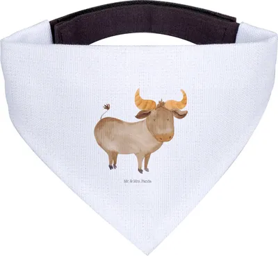 Produktbild von Mr. & Mrs. Panda Hunde Halstuch Sternzeichen Stier - Weiß - Geschenk, Geburtstag Mai, Rind, Ochse, Für, Hundehalstuch, Hund, Tuch, April