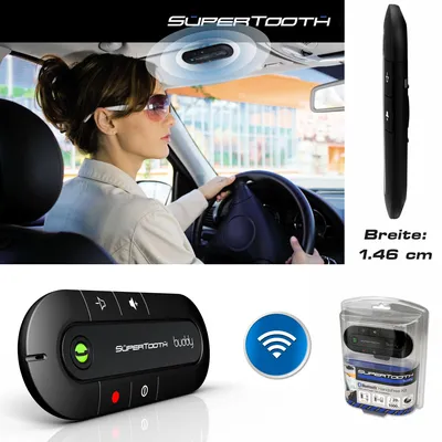 Zdjęcie produktu dla SuperTooth "Buddy" Samochodowy zestaw głośnomówiący Bluetooth do telefonu komórkowego czarny do osłony przeciwsłonecznej