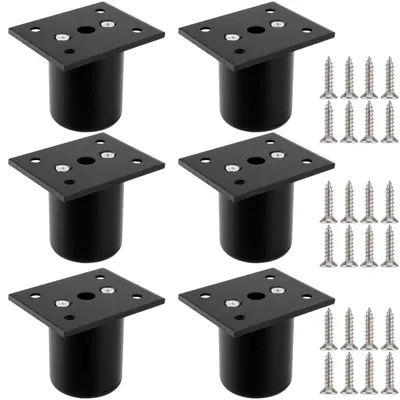 Image de Inovra - Pieds de meubles réglables - Aluminium - Noir - Lot de 6 pieds de meubles - Adaptés pour canapés, armoires et tables - 50 x 60 mm