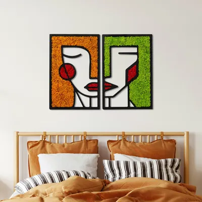 Produktbild von Wallity, Moss - Friends, Dekoratives Wandaccessoire, Hellgrün, 100 % MDF / MOOS, 48 x 32 cm