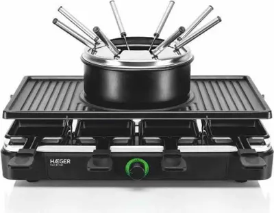 Zdjęcie produktu dla Haeger GR-FRG.016A, 8 os., Czarny, Stal nierdzewna, Okrągły, obrotowy, 1400 W, 220-230 V
