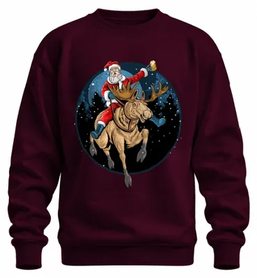 Immagine prodotto di Babbo Natale Birra Renna - Regalo di Natale Maglione di Natale Unisex, Borgogna, 3XL