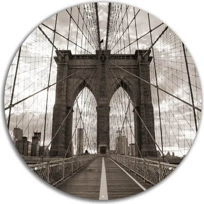 Produktbild von Wallario rundes Outdoor-Poster für Garten oder Balkon, Motiv Brooklyn Bridge in New York, 60 cm Durchmesser