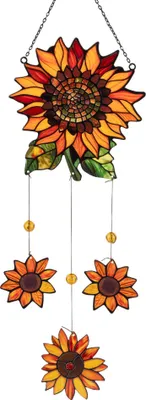 Produktbild von Dekoanhänger Sonnenblume aus Metall – Handarbeit – 68 cm – Orange-Braun – Fantasie-Blume von Formano – Fenster- & Wanddeko – Hänger