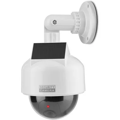 Produktbild von Speed Dome Solar Kamera Attrappe mit rot blinkender LED und Objektiv
