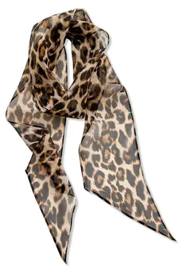 Zdjęcie produktu dla Omgoods - Jedwabny szal damski z motywem vintage w leopardzie