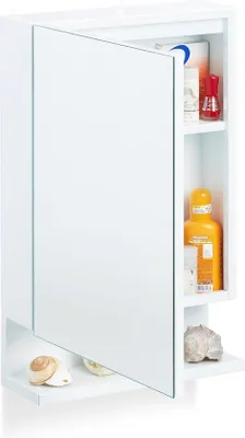 Obrázek produktu pro Koupelnová skříňka se zrcadlem a zásuvkami – závěsná skříňka 55 x 35 x 12 cm – bílá