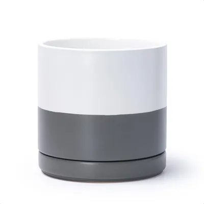 Immagine prodotto di Vaso in Vetroceramica per piante con foro di drenaggio e sottovaso, 20,5 cm