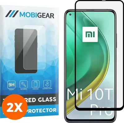 Produktbild von Mobigear Premium 4.99 Xiaomi Mi 10T Pro Panzerglas Gehärtetes Glas Displayschutz - Hüllenfreundlich - Schwarz (2er Pack)