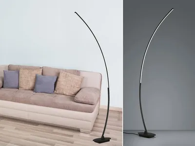 Obrázok produktu pre LED stojacia lampa zakrivená SOLO kovová čierna Výška 158cm Projekcia 35cm