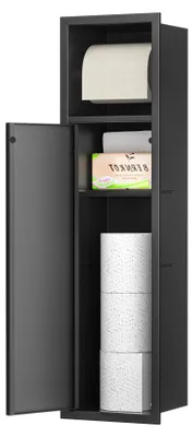 Einbau-Toilettenpapierhalter aus Edelstahl, schwarz, 63x15x10 cm