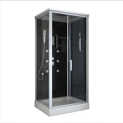 Produktbild von HOME DELUXE - Komplettdusche WAVE L - Schwarz,Maße: 100 x 80 cm - inkl. Radio, Regendusche und komplettem Zubehör I Fertigdusche, Dusche, Duschtempel