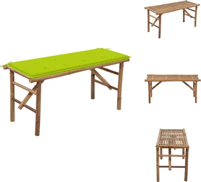 Zdjęcie produktu dla vidaXL Składana ławka ogrodowa z poduszką 118 cm bambus - Ławki ogrodowe
