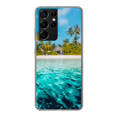 Produktbild von MuchoWow® Handyhülle Schutzhülle Hülle für Samsung Galaxy S21 Ultra Strand - Palmen - Meer Silikon Softcase Handy Hülle - Mobiltelefon