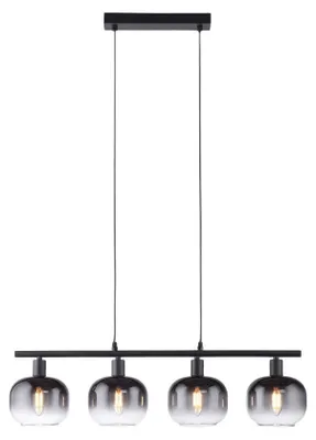 Immagine prodotto di Lampada a sospensione nera, vetro fumé, H 120 cm