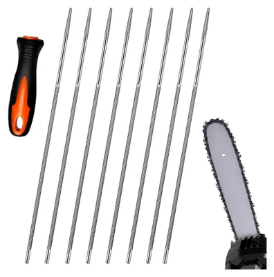 Produktbild von 8 Stück Kettensägefeilen 4 mm mit Kunststoffgriff aus hartem Stahl